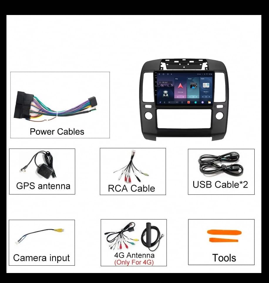 Pantalla Carplay coche para Nissan Navara D40 con Android Auto inalámbrico y Bluetooth 2