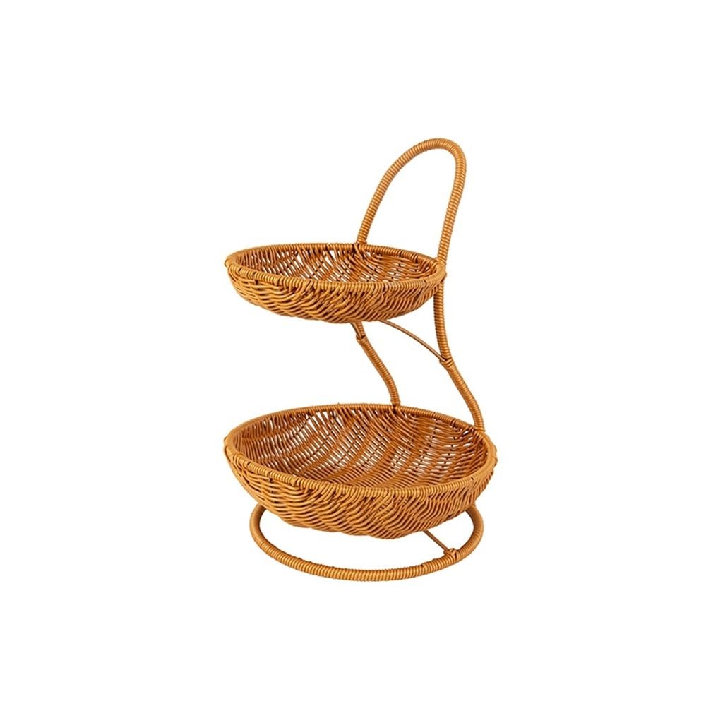 Zhaoj24-05 Fruit Racks Imitation Rattan Woven Fruit Basket Rustic Farmhouse Candy Double Storage