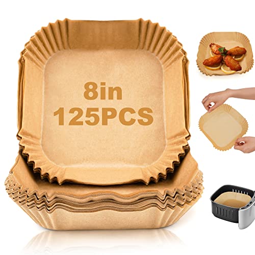 Air Fryer Disposable Paper Liner: 125Pcs 8In Square Non-Stick Unbleached Parchment Paper Liners For Microwave Oven Steamer Airfryer Basket #TOP3