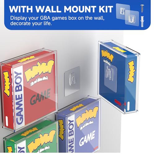 Image of Clear Acrylic Game Box Protector for GB GBC GBA Games | 3MM Thick Acrylic Display Case with Wall Mount, Compatible with Game Boy, Game Boy Color & Gameboy Advance Game Box, 1 Pack