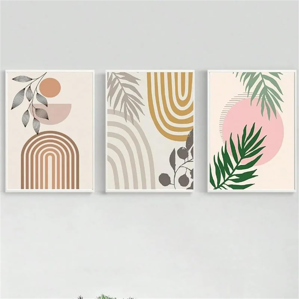 WBYZAC Botanical Posters-Green Wall Art Canvas Bohemian Mid Century Modern Botanical Poster For Bedroom Living Kitchen Room Bathroom Wall Art Decoration-60 * 70cm*3PCS (No Frame)