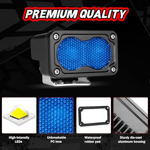 Image of 3 Inch LED Pod Lights Blue Hunting Fishing Rear LED Lights | 2PCS Off Road Auxiliary Backup Fog Light Bar Waterproof Blue Emergency Signal Cube Work Lights for Truck RV UTV Pickup Boat