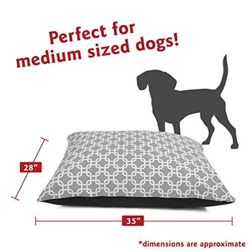 Image of Majestic Pet Rectangle Medium Dog Bed - Non-Slip Washable Crate Kennel Pillow for Sleeping - 35 x 28 Inch for Medium Breeds - Links Gray