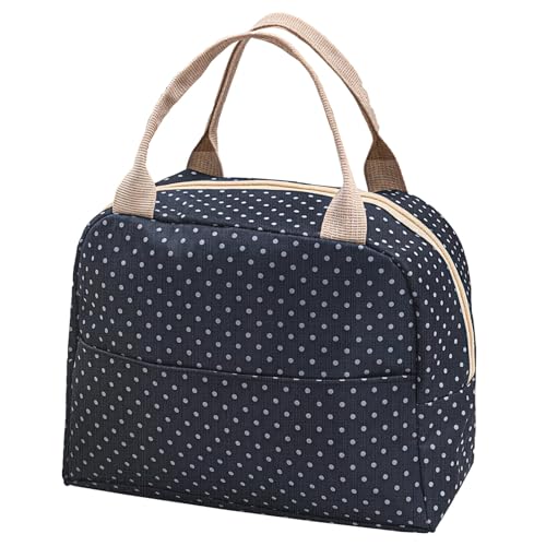 KEYRI Fiambreras Comida Bolsa Porta Trabajo Isotermica Lunch Bag Nevera Portatil Pequeña Antifugas Ligera y Resistente Oficina Viaje Picnic con Forro Plástico Aislamiento Térmico (Negro)