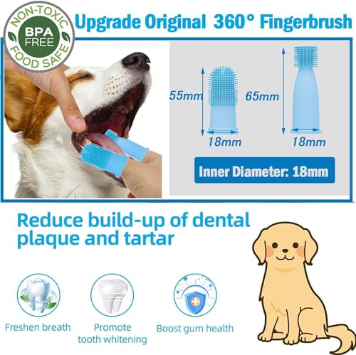 Bileumec 360° Brosses à Doigts pour Chien et Chat en Silicone Souple pour Animaux de compagnie Nettoyage de Dents Lot de 4 - Image 3