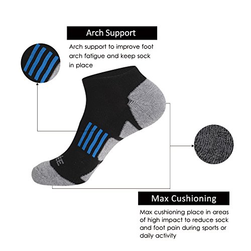 JOYNÉE Men's 6 Pack Athletic No Show Performance Cushioned Low Cut Running Socks2