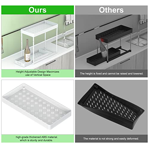 Hi Ninger 2 Pack Adjustable Height Under Sink Organizers And Storage, 2Tier Bathroom Organizer Under Sink,Multifunction Kitchen Under Sink Organizer With 8 Hooks And 2 Hanging Cups And16Non-Slip Mat #TOP3