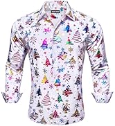 Barry.Wang Mens Christmas Shirts Xmas Shiny Holiday Long Sleeve Button Down Dress Shirts Funny Sn...