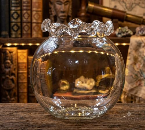 Image of CAS 1L to 14L Glass Fish Bowl 6 INCH (Crimped Ruffled Rim Glass)
