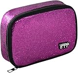 Estojo Brilho Escolar com Glitter com Zíper Reforçado Yepp | Organizador Grande 1 compartimentos | Volta as Aulas (ROSA PINK)