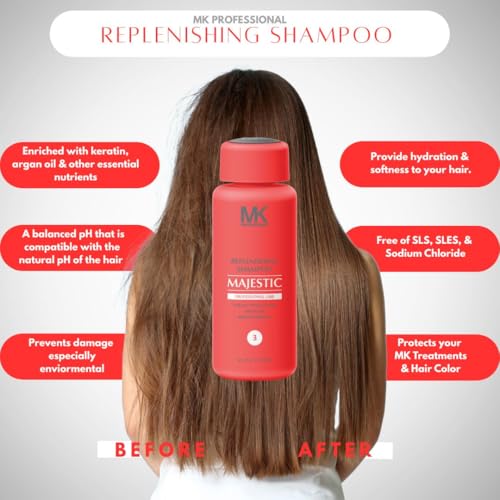 Image of MK PROFESSIONAL Argan Oil Repair Shampoo for Dry Damaged Hair, Sulphate Free Keratin Hair Treatment, Moroccan Shampoo for Women & Men, Hydrating and Nourishing (All Hair Types) - 10.1 Fl Oz / 300 ml