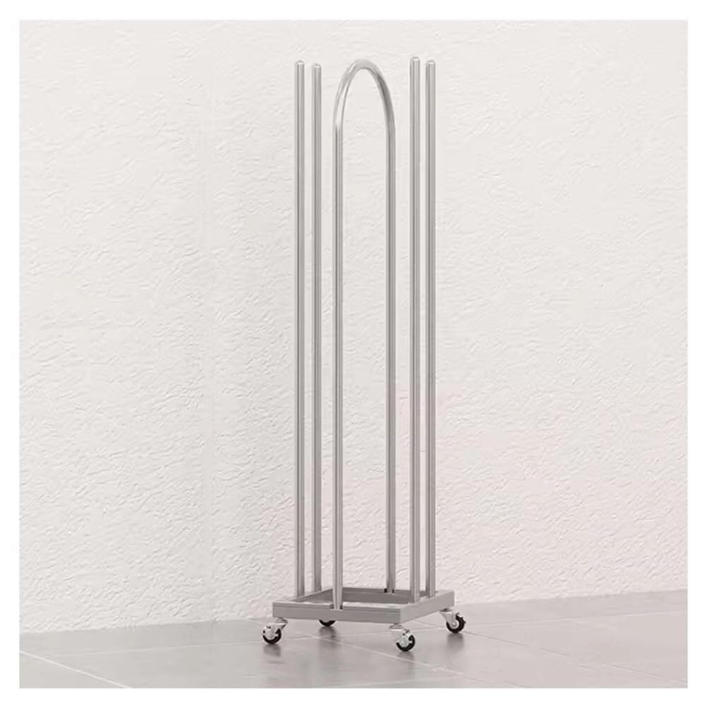 Kleiderbügelstapler, Kleiderständer Wäscheraumspezifischer Kleiderbügelständer Metall Schmiedeeisen Kleiderbügel-Aufbewahrungsbox mit großer Kapazität(Silver,35x30x100cm)