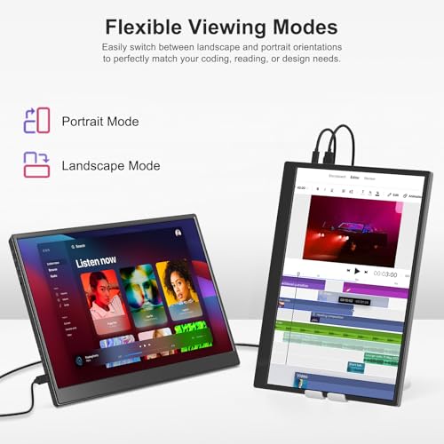 Image of Portable Monitor 14 Inch 1200P USB-C HDMI Ultra-Slim Travel Monitor with Kickstand, Compatible with Xbox, Laptop, PC, Mac Phone, PS, Swich IPS Ultra-Thin Zero Frame Gaming Monitor