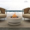 BAIDE Home Propane Outdoor Fire Pit Table, Flint & Concrete Look 33-inch Round Patio Gas Fire Table 50,000 BTU w/Lid, Fire Glass, Heavy Duty Rain Cover, Pre-Attached 10ft Propane Hose