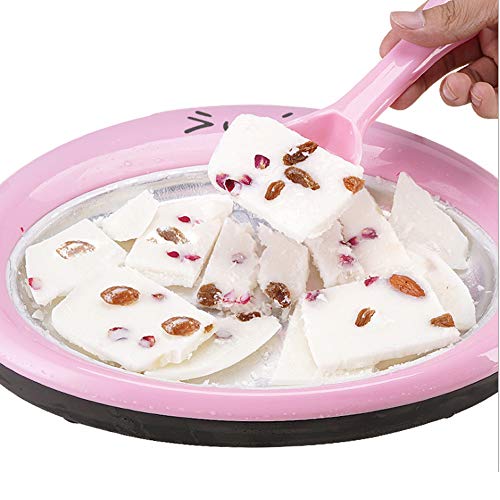 Fikujap Roll-Eiscreme-Hersteller Runde Sofort Eismaschine mit 2 Spachteln Fried Eismaschine Tray Grad Mat EIS Zeit Pan… – Bild 3