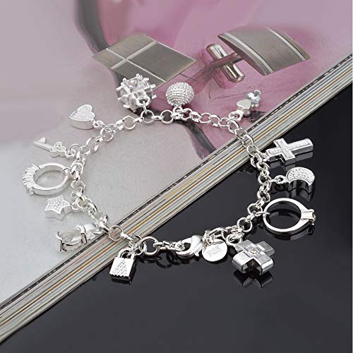 Aeora S925 Silver Thirteen Hanging Pieces Bracelet for Women Gift Bracelets & Bangles Jewelry2