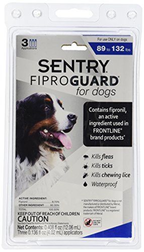 Sergeants Pet Care Prod 3 Count Sentry Fiproguard Dog Flea and Tick Squeeze-On Drop, 89-132 lb.
