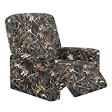 Xorudoydet Forest Camo Hunting Print 4 Pieces Stretch Recliner Covers, Easy to Install Recliner Sofa Slipcover, Fitted Non Slip Reclining Slipcovers for Pets Kids, Soft Lazy Boy Chair Covers