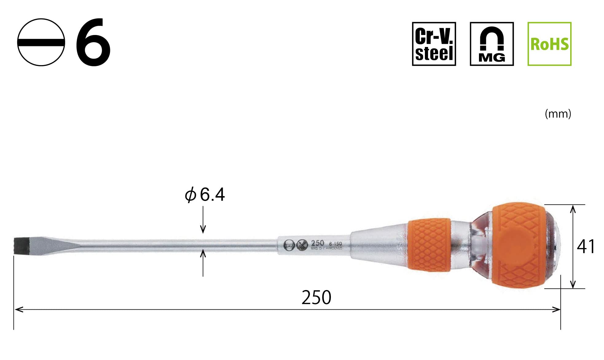 VESSEL Ball Grip Safety Through Driver -6 x 150 250