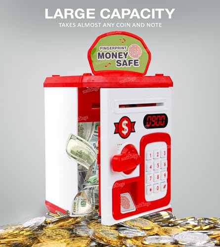 Image of Zest 4 Toyz Piggy Bank with Lock Code Money Saving Coin Bank Auto Cash Roller Gullak Birthday Return Gift for Kids(Red)