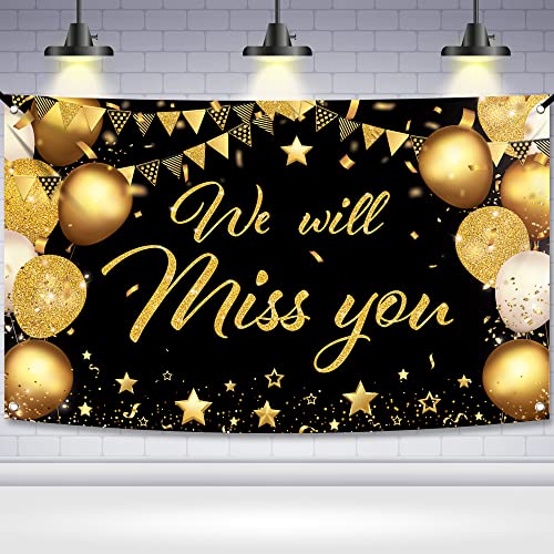 Image of KatchOn, Black and Gold We Will Miss You Banner - Xtralarge, 72x44 Inch | Graduation Backdrop for 2026 Graduation Party Decorations | Backdrop for We Will Miss You Decor | Graduation Decorations 2026