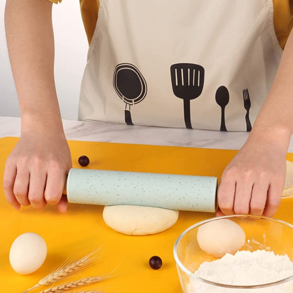 Rodillo de silicona para masa, rodillo de madera para hornear albóndigas, preparación de galletas y pasteles, herramienta para hornear fácil de limpiar, esencial para la cocina, 18 pulgadas de