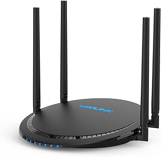 WAVLINK AX1800 WiFi 6 1800 Mbps Wireless Router, Dual Band Gigabit WiFi Internet Router with 5 Gigabit Ports for Home, up to 1,500 sq. ft and 64+ Devices, Mesh Router, TouchLink, Parental Control, QoS