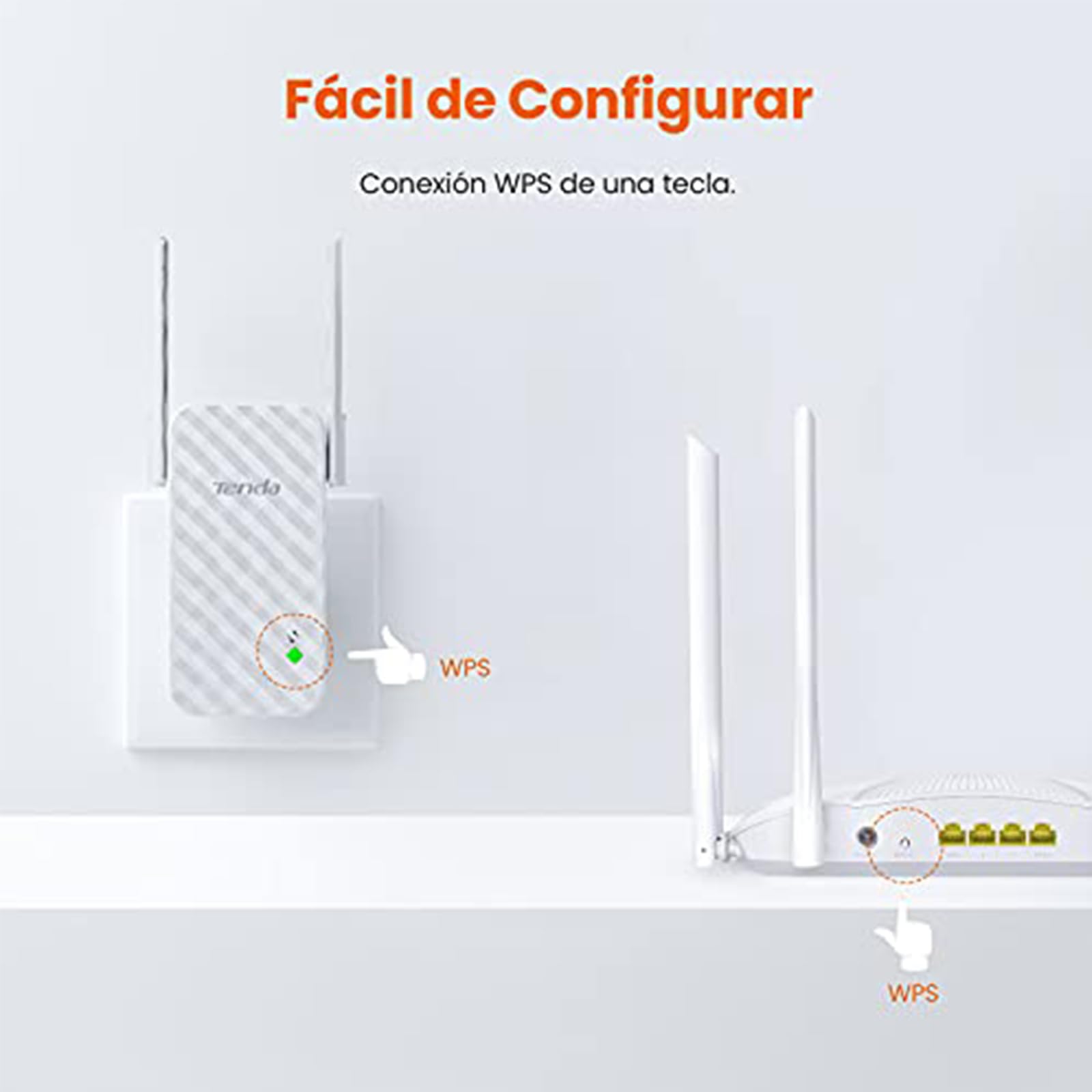 Tenda A9 N300 Repetidor de red Wifi Extensor Amplificador de Cobertura (300Mbps, 2 Antenas externas, Red Cobertura WiFi inalambrico más de 200 Metros, Compatible con los Routers y ADSL/Fibra)