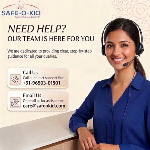 Image of Safe-O-Kid Adjustable 1-Year Warranty Baby Safety Gate (75-85 cm) - Durable Metal Child Gate for Kids, Dog Gate, Baby Gate with 2-Way Auto-Close, Secret Lock, No Drill Required (Brown)