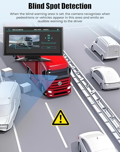 Image of 5 Channel Backup Camera System for Truck & RV - 10.36 inch IPS Touch Screen Monitor with 5 1080P HD Camera, Smart BSD Alert, DVR Recording, IP69 Waterproof Dash Cam for Semi Truck, Trailer, Van, 64GB Card