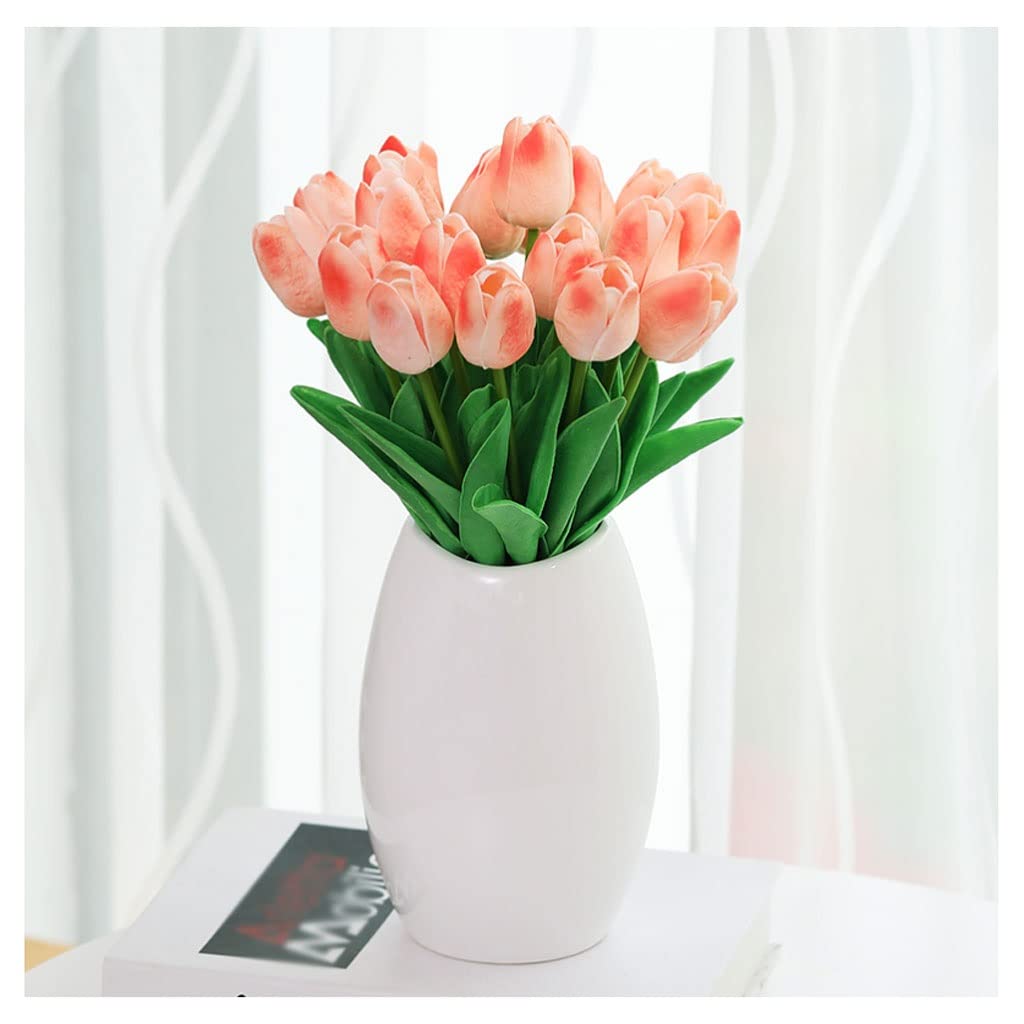 Aioneer Fake Plants Arrangement Tulip Artificial Flower With Vase Real Touch Artificial Bouquet Fake Flower Set For Wedding Decoration Home Garen Decor Party Decor-D