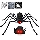 halloween spinne Ideales Halloween Deko Set: Das Spinne & Spinnennetz Deko enthält eine große haarige Spinne + 20 kleine Plastikspinne + 365cm(Durchmesser) Spinnennetz + 40 Gramm Spinnenseide. Das ideales Halloween Dekoration Requisiten draußen, Garten.