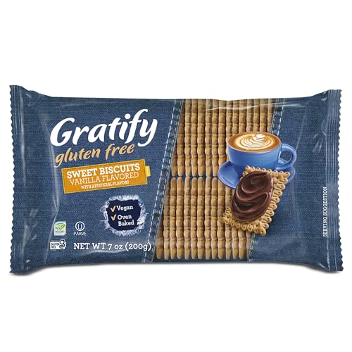 Osem Gratify Petit Beurre Vanilla Biscuits - Gluten Free Dessert Cookies, Sweet Snack for Adults & Kids, Vegan, Dairy Free, Oven Baked, Kosher - Vanilla, 7 oz Bag (Pack of 1)