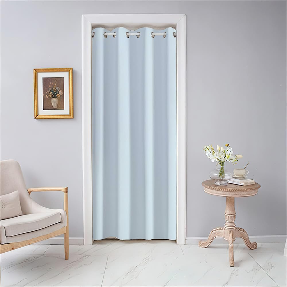 Odot Blackout Thermal Insulation Single Curtain - Modern Partition Curtain for Closet, Window, Bedroom - Light Blue, 1 PANEL (70.8x78.7")
