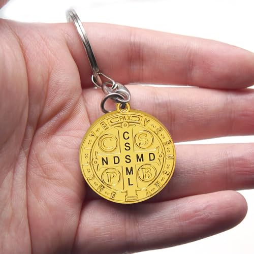 Image of St Benedict Medal Key Chain Saint Benedict Keychain Bless Safety Religious Gift for Parent, Family, Friend, Driver