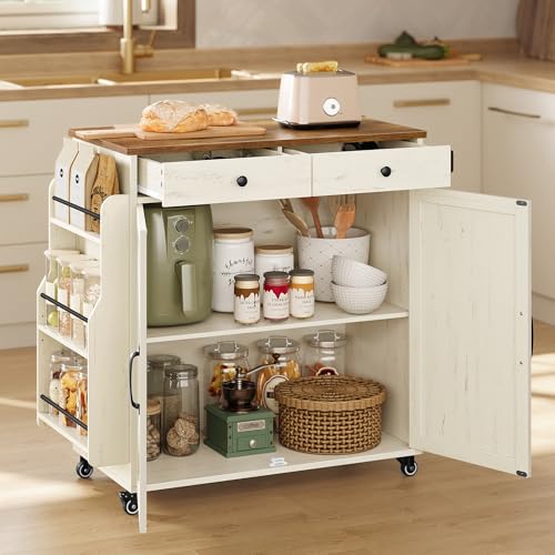 VASAGLE Mobile Kitchen Island, Portable Island with...