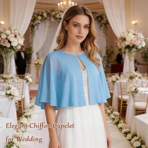 Image of Ciormis Chiffon Capelet Women's Soft Shawls and Wraps for Evening Dresses, Wedding Formal Dress Shawl Cape Cover up