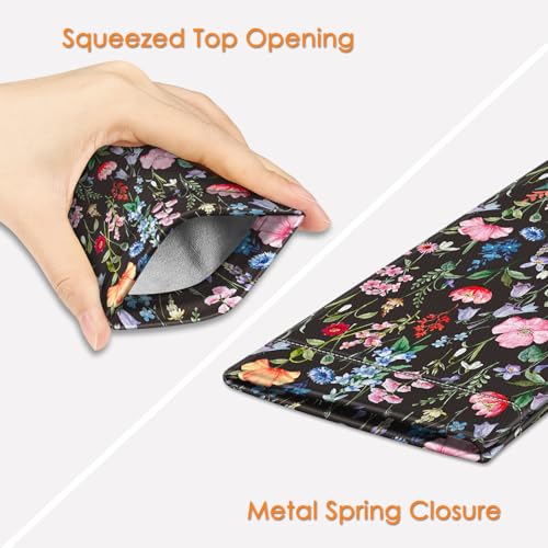 Image of FINTIE Soft Eyeglasses Case with Cleaning Cloth, Portable Squeeze Top Vegan Leather Glasses Pouch, Sunglasses Eyewear Bag