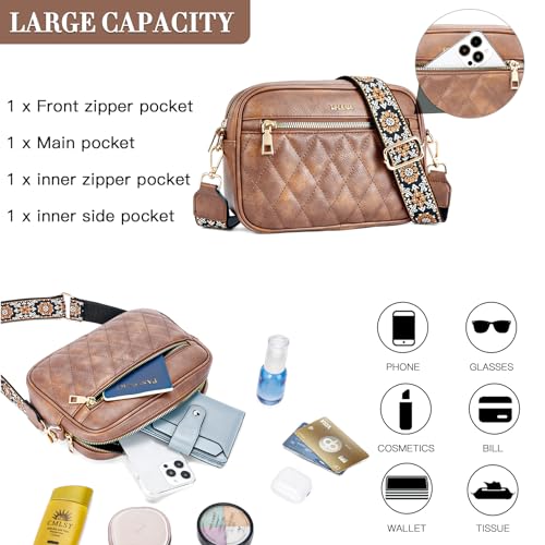 Telena Crossbody bags for Women Trendy Quilted Crossbody Bag Faux Leather Purse with Wide Strap3