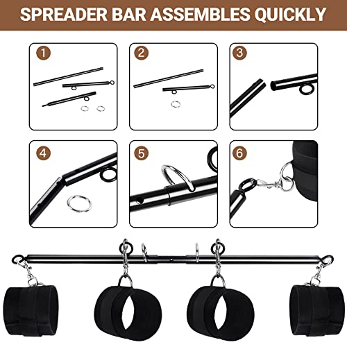 Image of BDSM Spreader Bar Couples Sex Toys, Bondage Restraints with Adjustable Handcuffs, Adjustable BDSM Sex Bar Toys Detachable, Bondage Set Adult Sex Toy for Couple