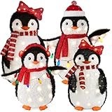 Best Choice Products 4-Piece Lighted Penguin Family, Large 3ft Pop-Up Outdoor...