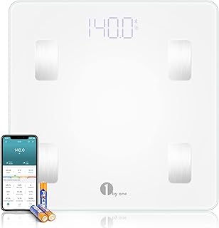 1 BY ONE Scale for Body Weight, Smart Body Fat Scale, Digital Bathroom Weighing Scale with Water Percentage Muscle Mass Bluetooth BMI, 14 Body Composition Analyzer, 400 lb