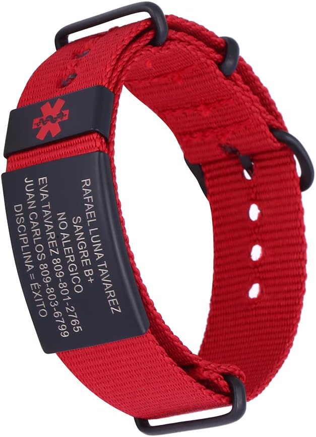 TINGKU Personalized Medical Alert Bracelet for Men Women Custom Engraved Emergency Medical ID Bracelets Diabetic Nylon Wristband Sport Jewelry
