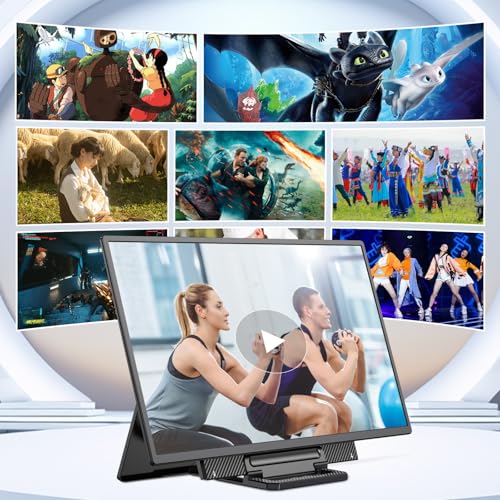 23,8'' Portable Monitor, 100Hz Tragbarer Monitor mit Kickstand, Laptop Monitor Erweiterung mit Lautsprechern, Großer Gaming Monitor IPS Display für Laptop/PC/Mac- VESA USB-C & HDMI Anschluss 5