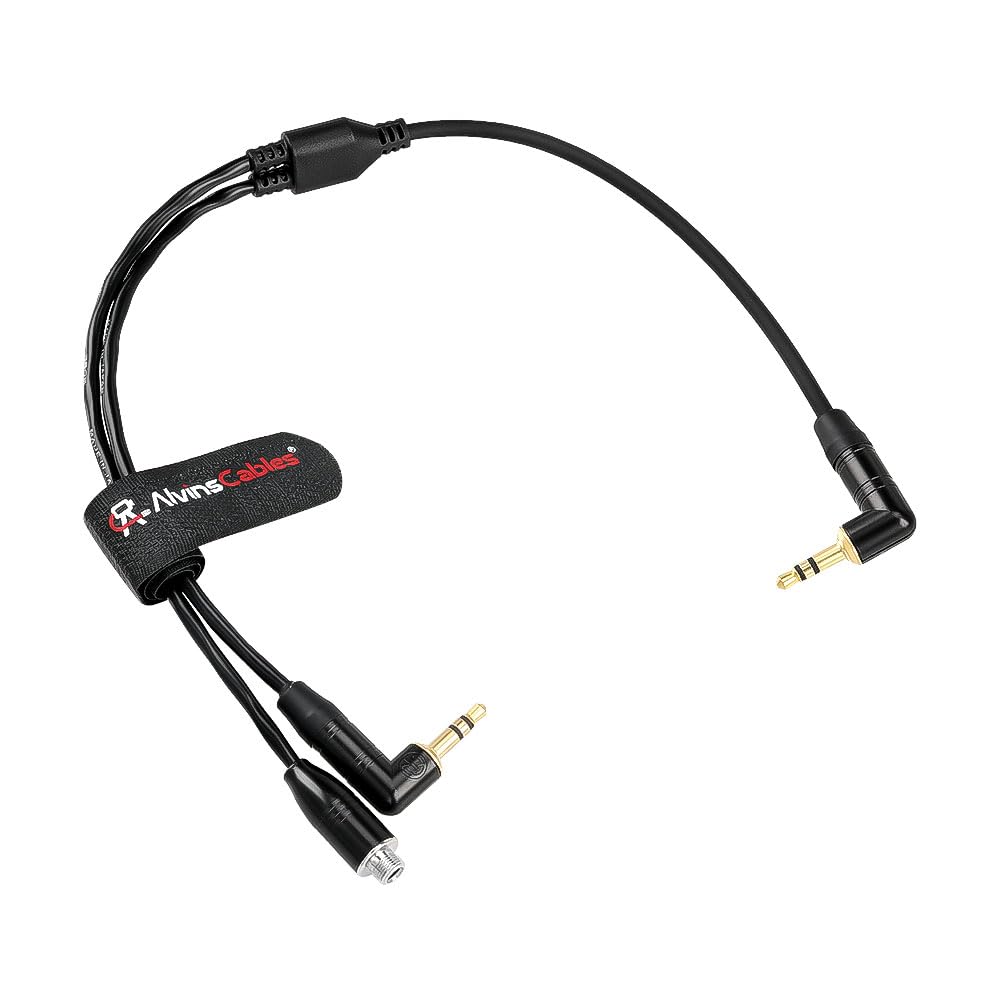 Alvin's Cables Tentacle Sync 3,5 mm TRS mikrofon Y-Cable do generatora rozrządu macki, rejestrator audio ścieżki E, do wejścia audio kamera, mikrofony zewnętrzne, 30 cm |12 cali