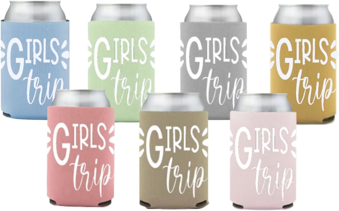 Girls Trip Drink Holders (4 pack) Cozies Party Favor - Party Favor Gift for Girls Trip Weekend Getaway for Women Sister Auntie Friends BFF Besties Big Little Sister Vacation (Set of 4)