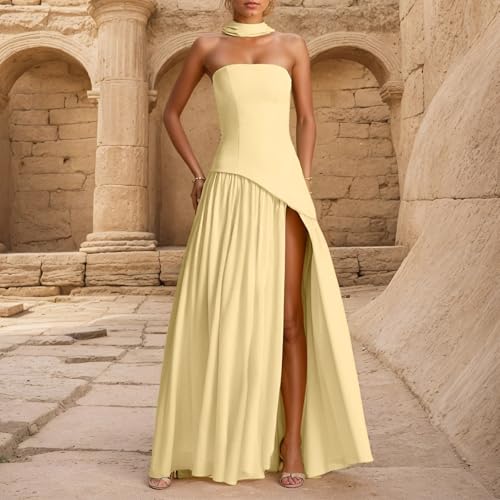 Vestido maxi de graduación ajustado con escote bandeau palabra de honor 5