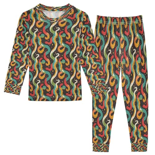 Pajama Sets Long Sleeve Colorful Snake Cute Pattern Soft Comfy Sleepwear 2 Piece PJS 3-8T