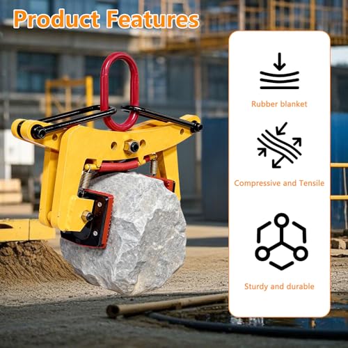 Bordsteinzange, 325kg Plattenheber, Verstellbare Öffnung 6-24cm Durchmesser, Versetzzange mit rutschfesten Gummipads, Steinzange für Marmor, Granit und Bordstein-Transport