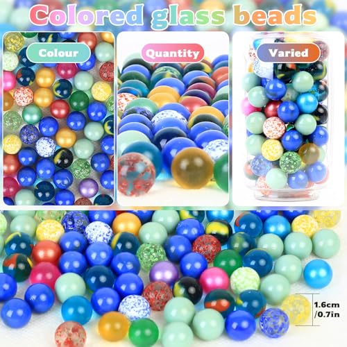 Jttxiu 170 Stück Glasmurmeln Glas, Kleine Glas Murmeln, 16mm Bunte Murmeln, Glaskugeln, Bunte Katzenaugen-Glasmurmeln für Murmelspiel Murmelbahn Kugelbahnen Vasen Pflanzendeko